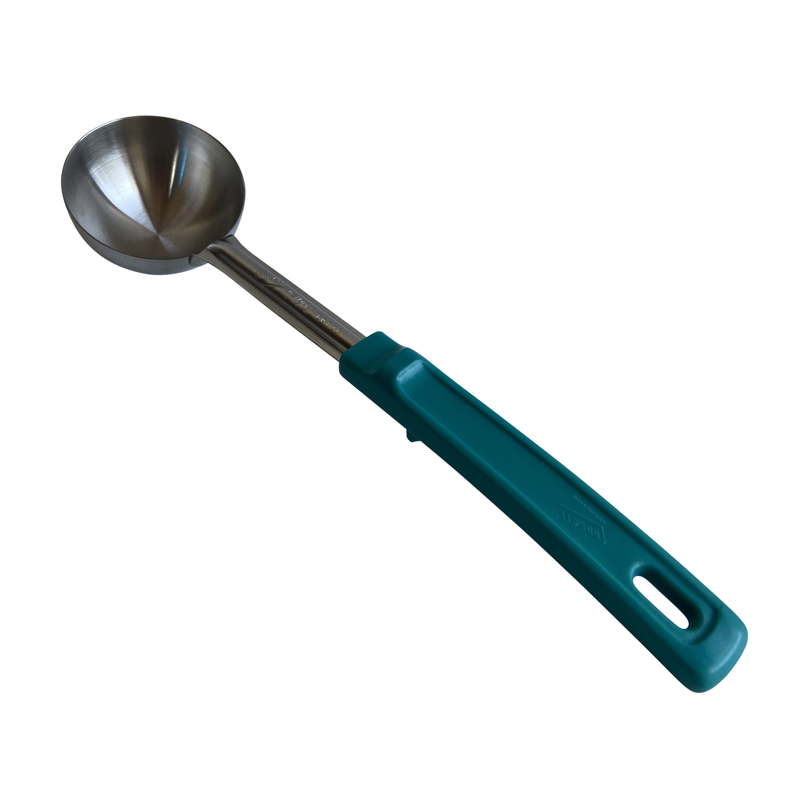 rattleware Egg Spoon Ladle, 3.5 oz, Green Handle, Stainless Steel