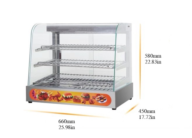 Quality Industries 26" Heated Display Case - Stainless Steel & Glass, 120V, 1500W - Image 2