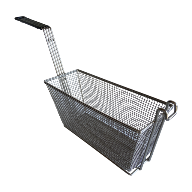 Quality Industries Fry Basket, Stainless Steel, Counter Fryer, Black Handle, 344x140x155 (mm)