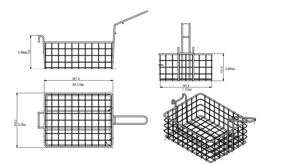 Quality Industries Dip Basket, Stainless Steel, Hooked, Half Sized, 257x203x102 mm, (10x8x4 in) - Image 2