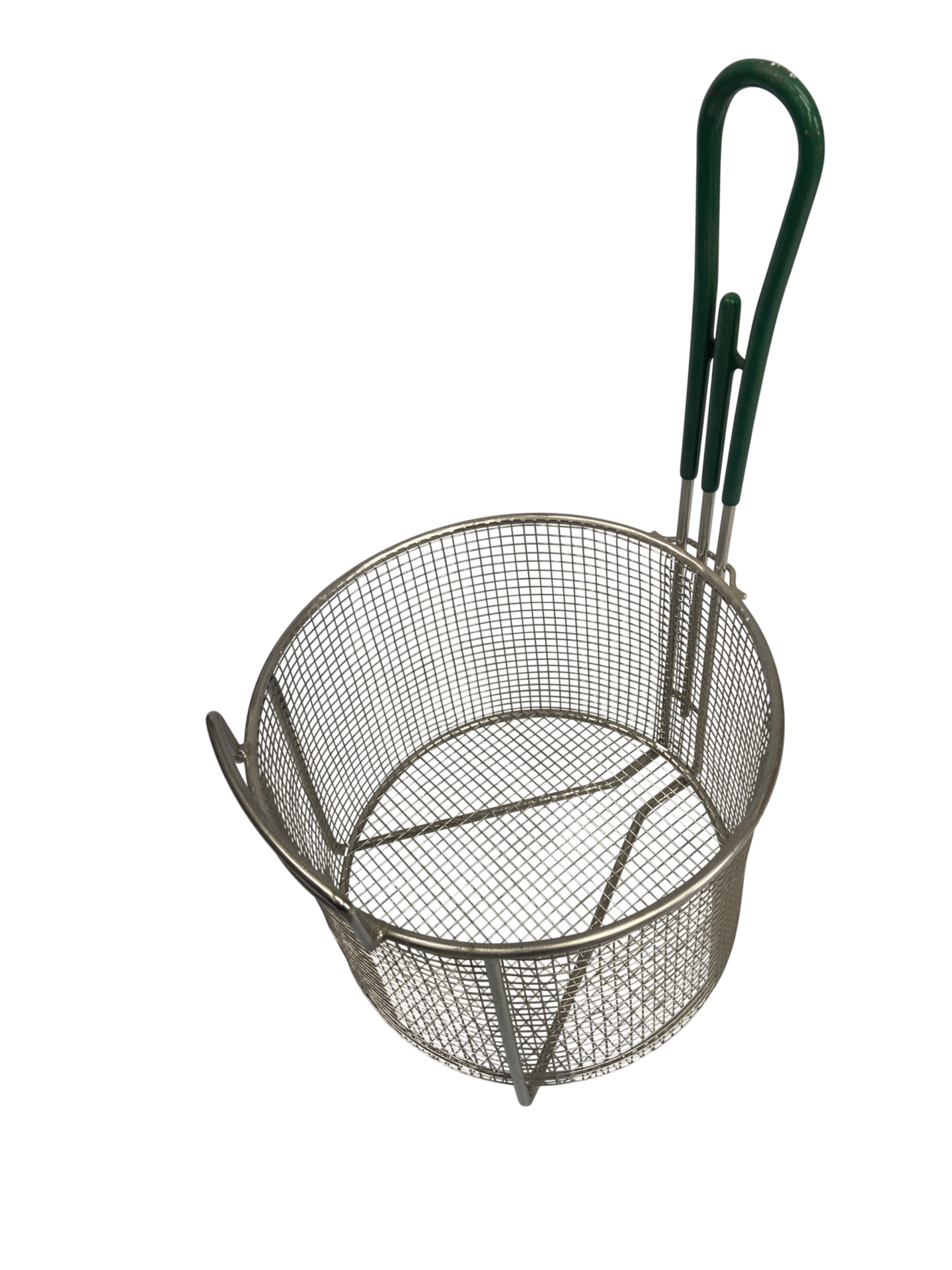Quality Industries Basket, Stainless Steel, for Crispy Liver, Green Handle, 238x238x176 (mm)