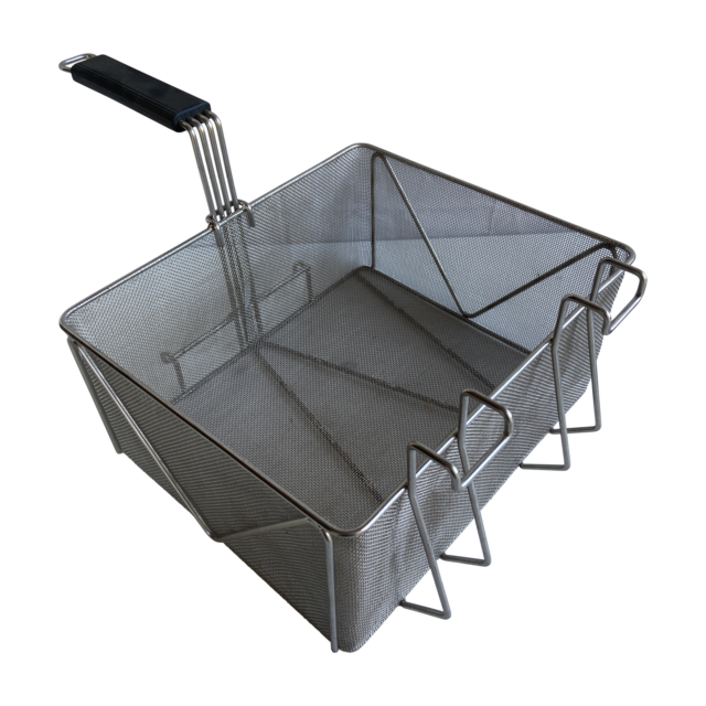 Quality Industries Fry Basket, Stainless Steel, Black Handle, 295x350x155 (mm)
