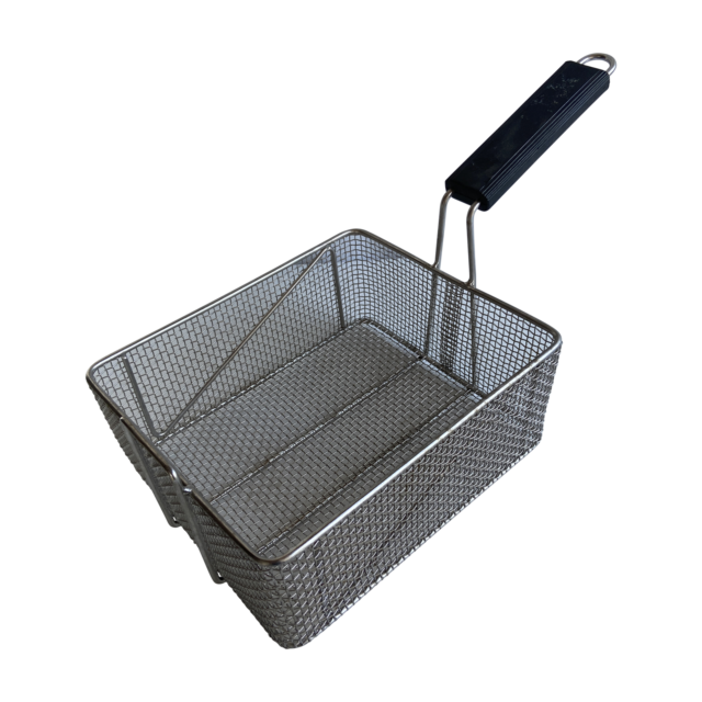 Quality Industries Fry Basket, Stainless Steel, Black Handle, 260x220x110 (mm)