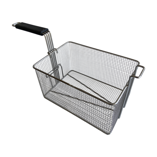 Quality Industries Fry Basket, Stainless Steel, Black Handle, 300x210x196 (mm)