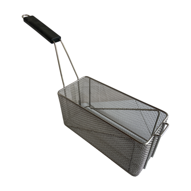 Quality Industries Fry Basket, Stainless Steel, Black Handle, 320x140x160 (mm)
