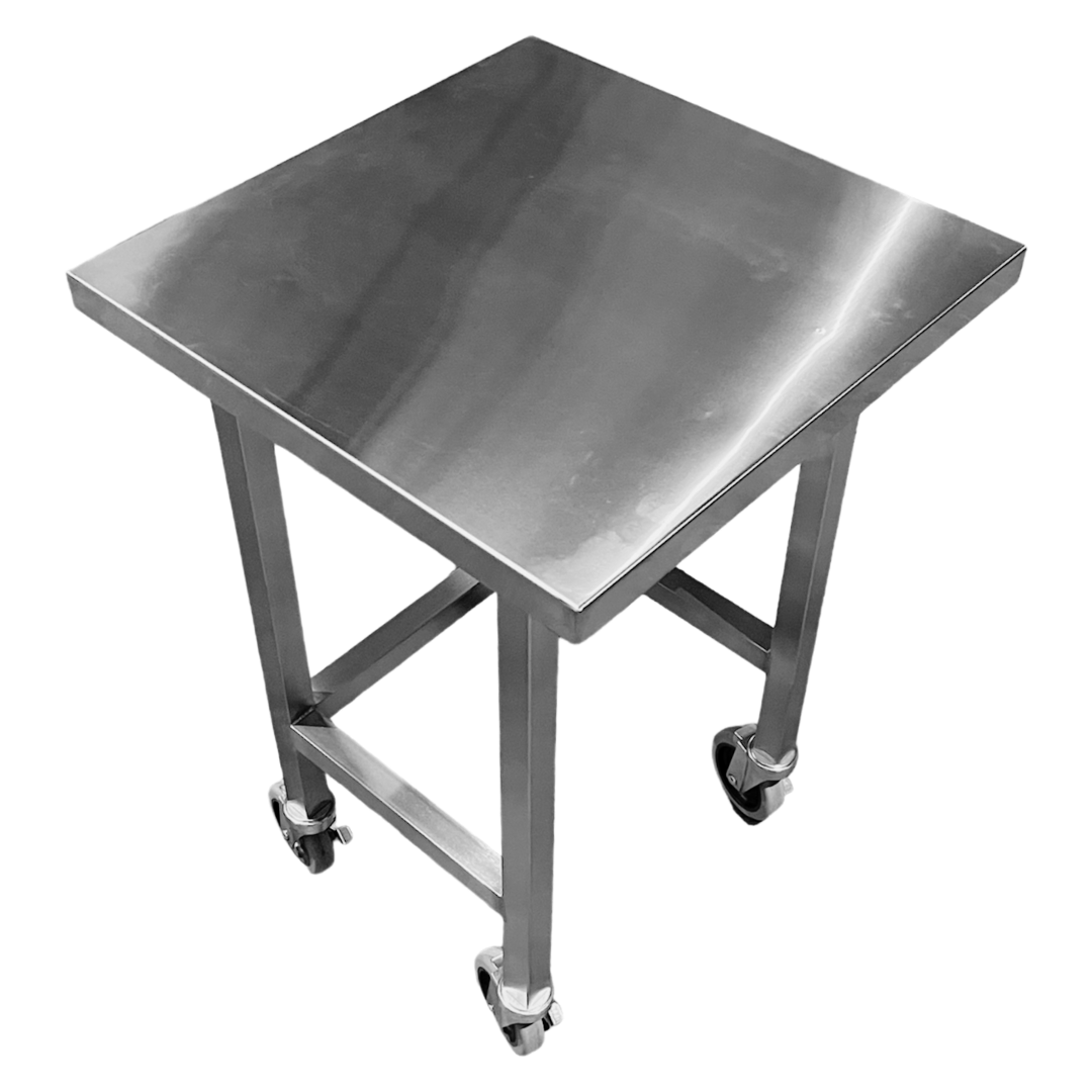 Quality Industries Landing Table with Swiveled Caster Kit with Brakes, 24" x 24" x 36", Stainless Steel - Commercial Kitchen Appliance