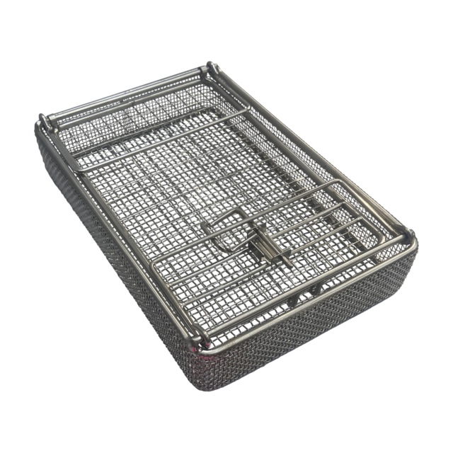 Quality Industries Parts Washing Basket, Stainless Steel, Two Hangers, Bolt Latch, 225x150x38 mm, (8.9x5.9x1.5 in)