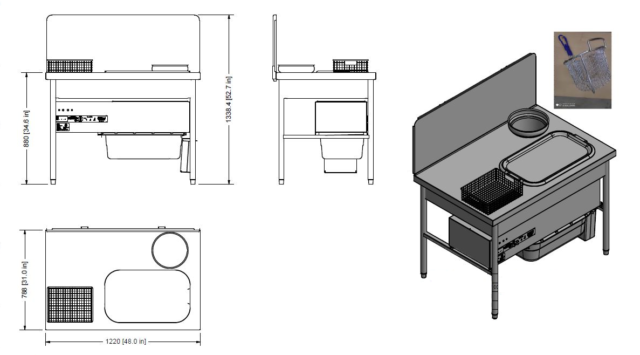 Quality Industries 48" x 31" Table With QI Sifter, Bullet Feet, 220V LH