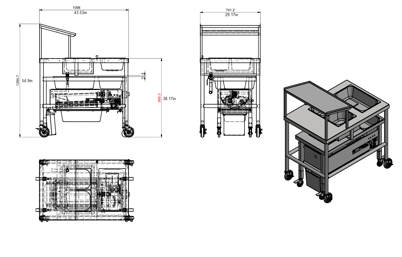Quality Industries Sifter Table, Tall, 43.5" x 29" x 55", SS, Swiveled Caster Kit with Brakes - Commercial Kitchen Appliance - Image 7