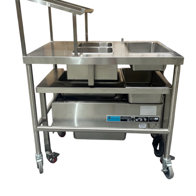 Quality Industries Sifter Table, Tall, 43.5" x 29" x 55", SS, Swiveled Caster Kit with Brakes - Commercial Kitchen Appliance