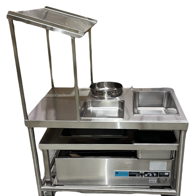 Quality Industries Sifter Table, Tall, 43.3" x 29" x 63", SS, Swiveled Caster Kit with Brakes - Commercial Kitchen Appliance