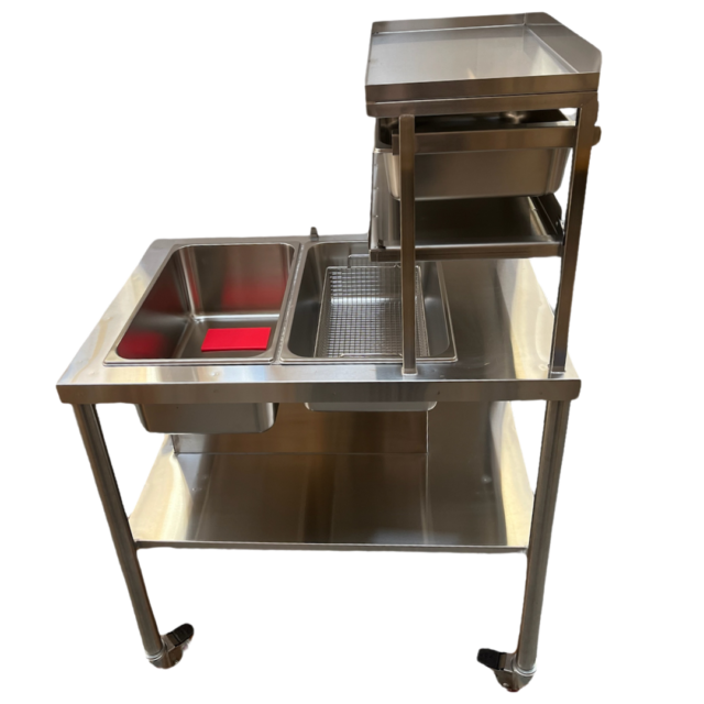 Quality Industries Sifter Table, Manual, 36" x 25" x 56.5", Hand Crank, Stainless Steel, Swiveled Caster Kit with Brakes - Commercial Kitchen Supply